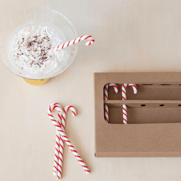 Glass Candy Cane Shaped Stir Sticks Boxed Set of 6 - Image 3