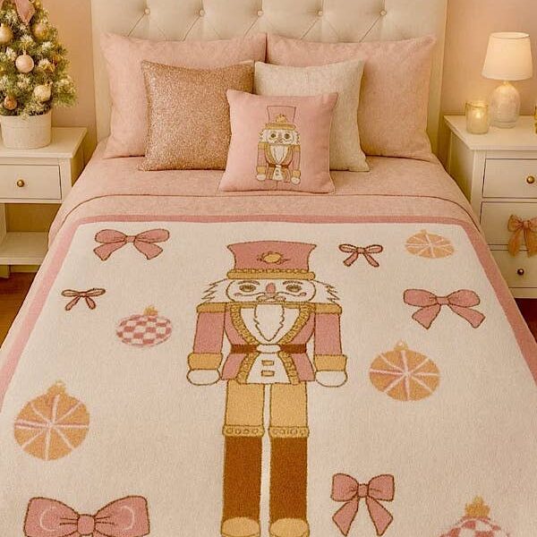 Pink Nutcracker Bow Luxury Blanket