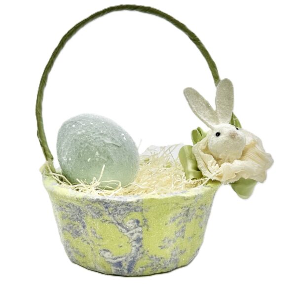 Bunny Basket - Lime Toile: Lime, 7" x 9" - Image 2