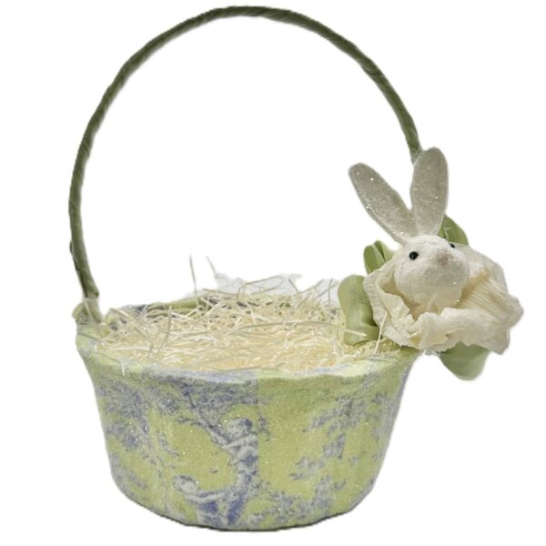 Bunny Basket - Lime Toile: Lime, 7" x 9"