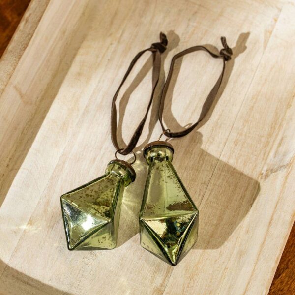 Diamond Droplet Holiday Ornament L, Jade - Image 3