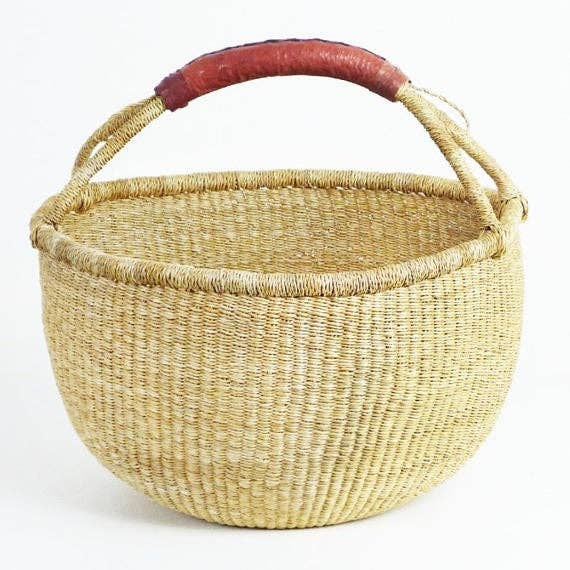 The African Home Goods - Large African Ghana Bolga Basket | Dye Free | 14"-16" - Image 5