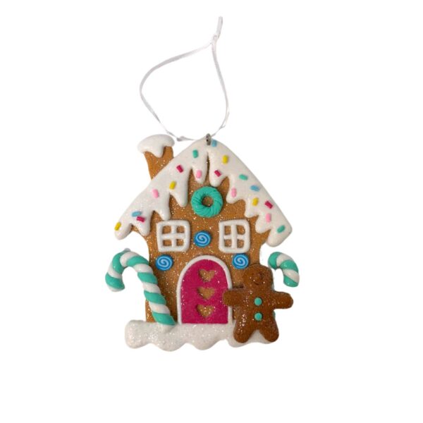 PASTEL PERFECTION GINGERBREAD HOUSE ORNAMENT 2 ASST. 4" X 3. - Image 3