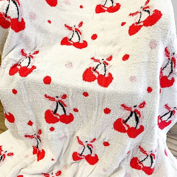 Cherries with Bow Luxury Blanket - Image 2