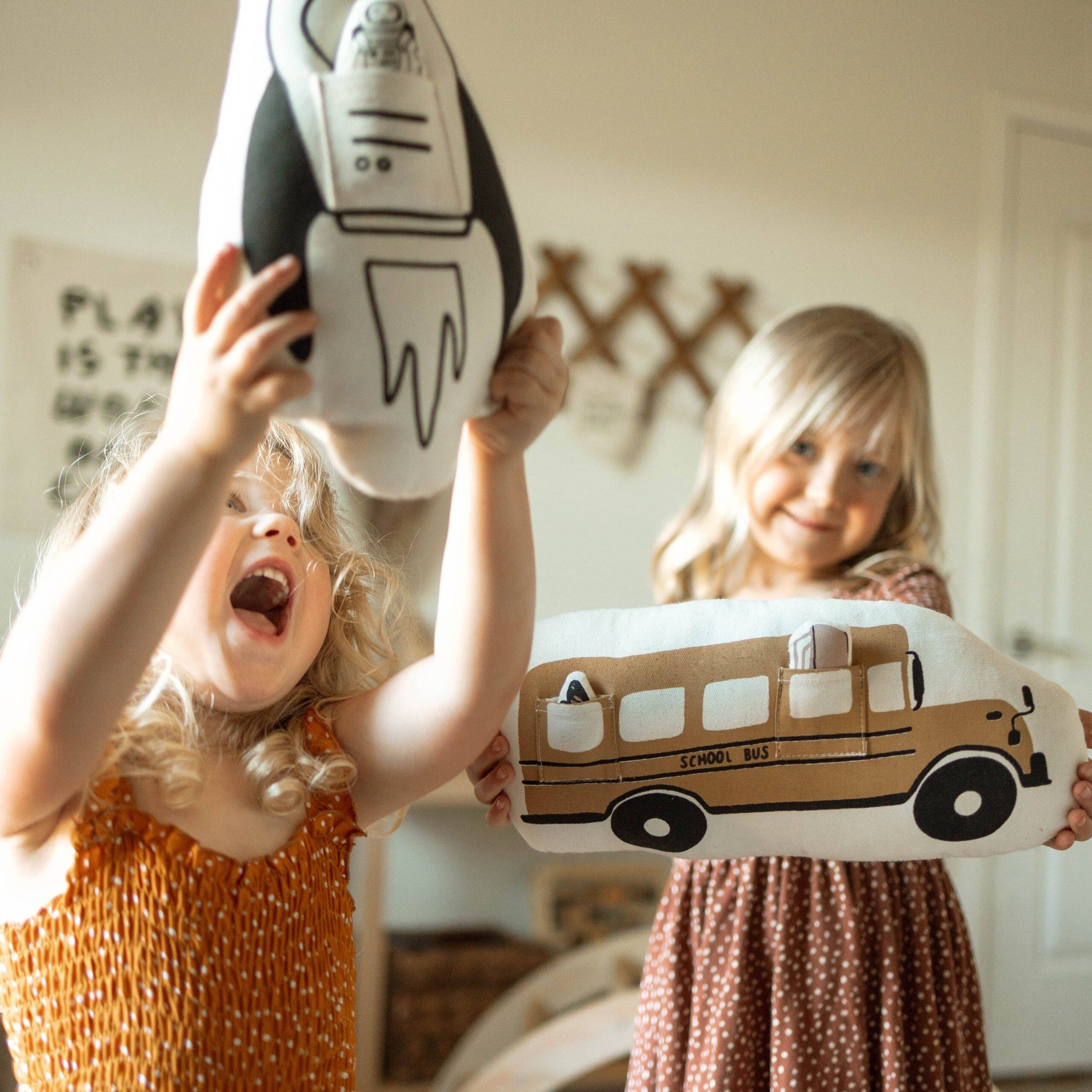 Imani + KIDS by Imani Collective - Interactive school bus pillow - Image 3
