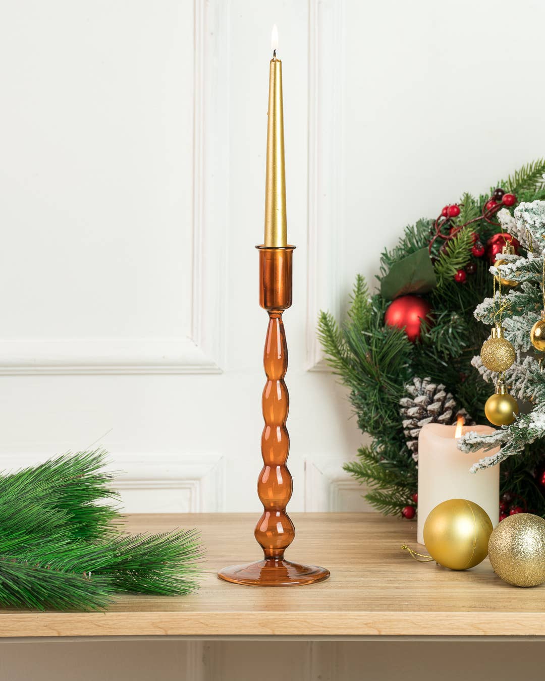 Rosha Living Inc - Carina Candleholder Amber L