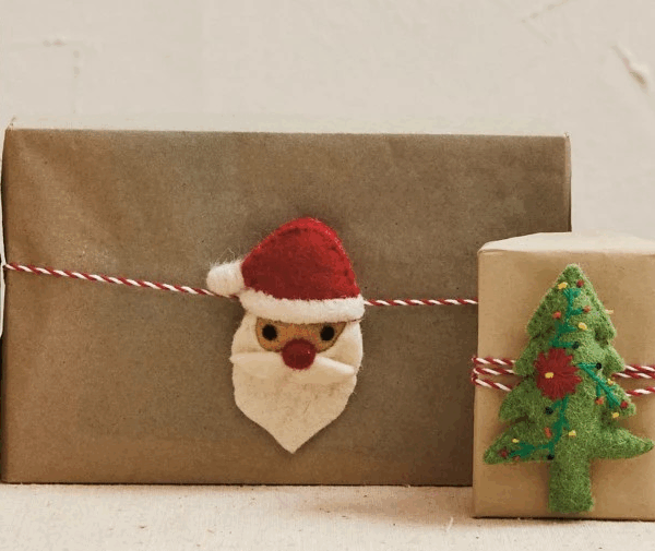 Handmade Wool Felt Gift Topper w/ Embroidery