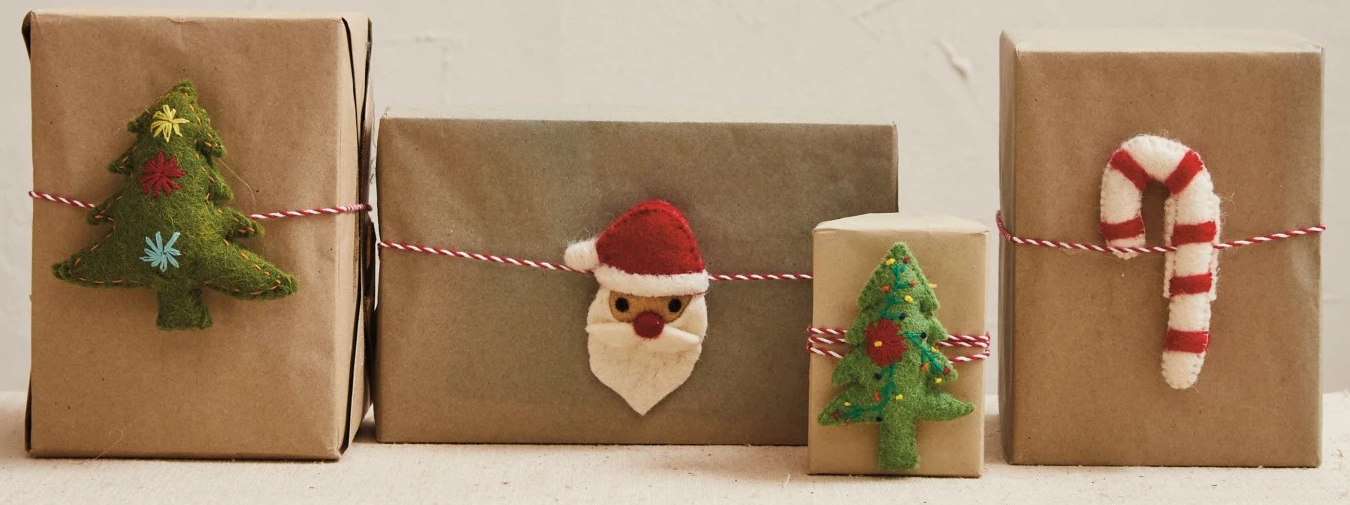 Handmade Wool Felt Gift Topper w/ Embroidery