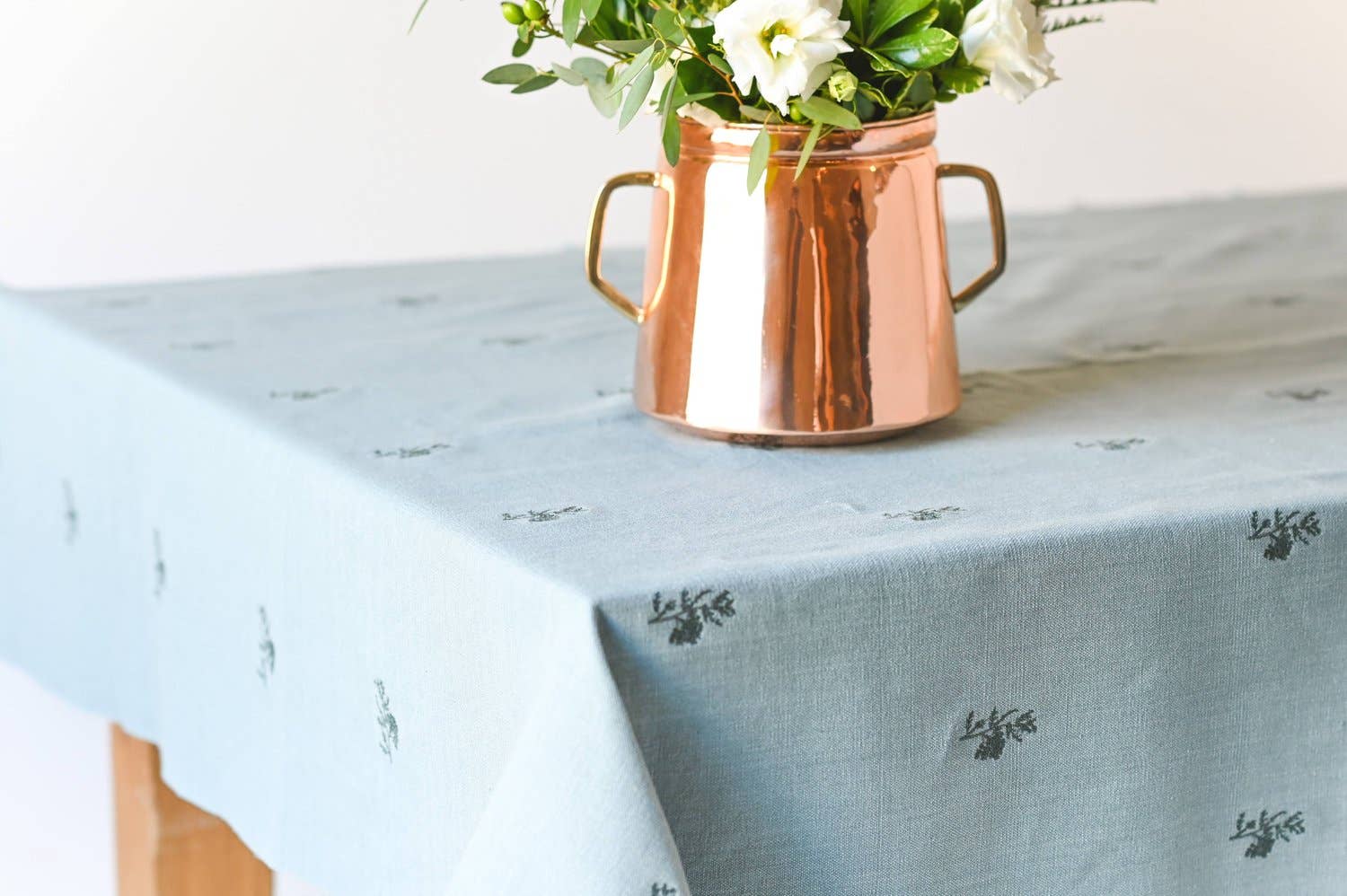 Galley and Fen - Blue Fleur Embroidered Tablecloth - Image 2