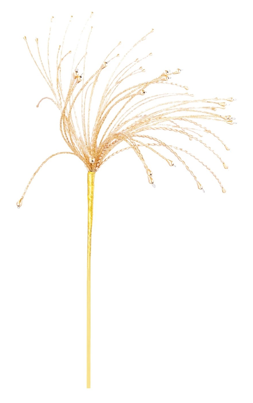 Metal & Glass Beaded Spray, Gold Finish