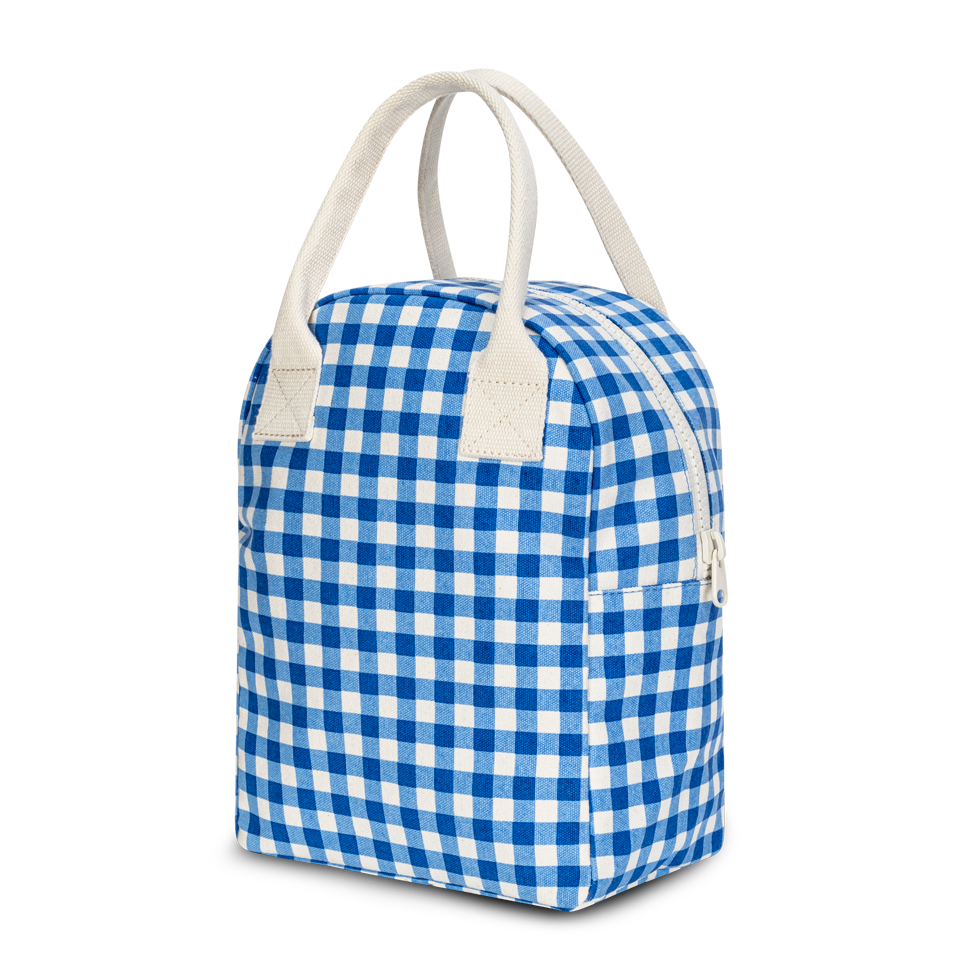 Fluf - Zipper Lunch Bag - Gingham Blue - Image 3