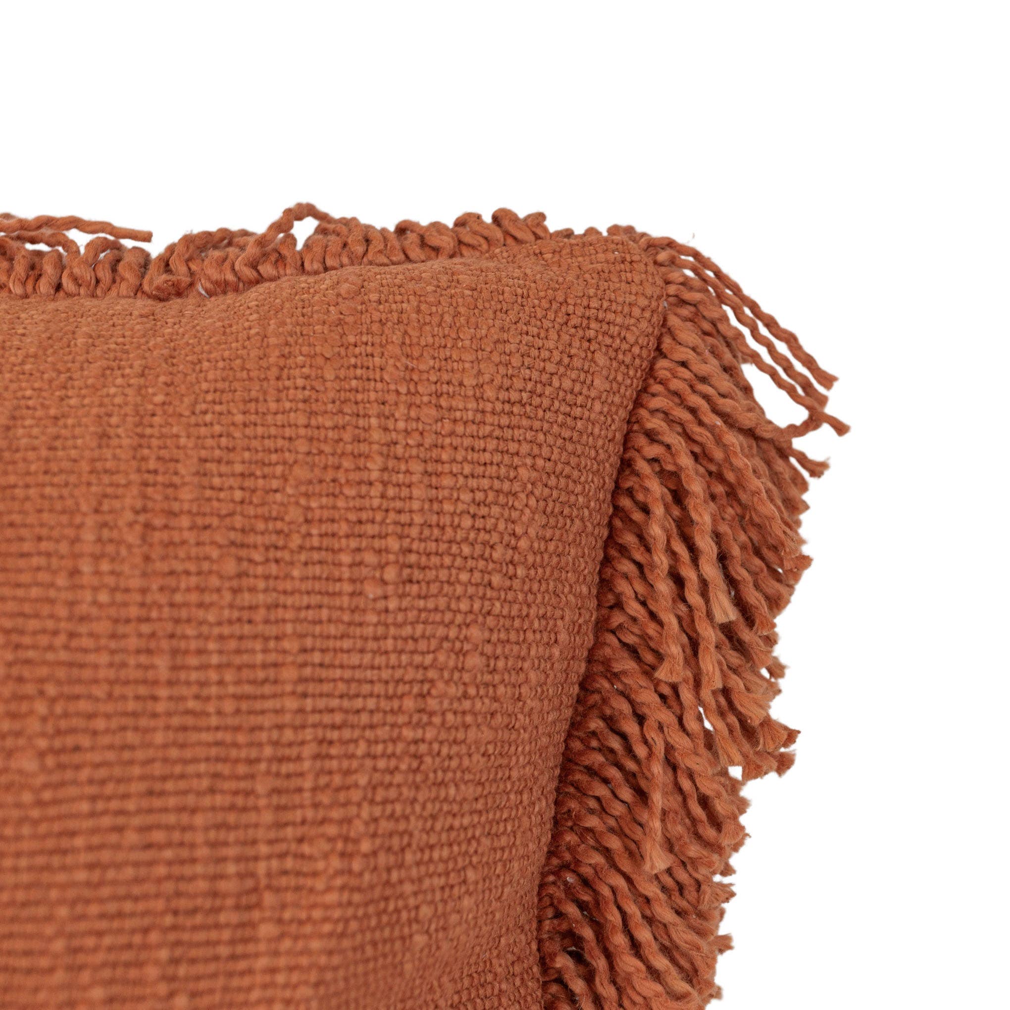 Foreside Home & Garden - Mattie 18x18 Woven Rust Yarn Fringe Filled Pillow Cotton - Image 5