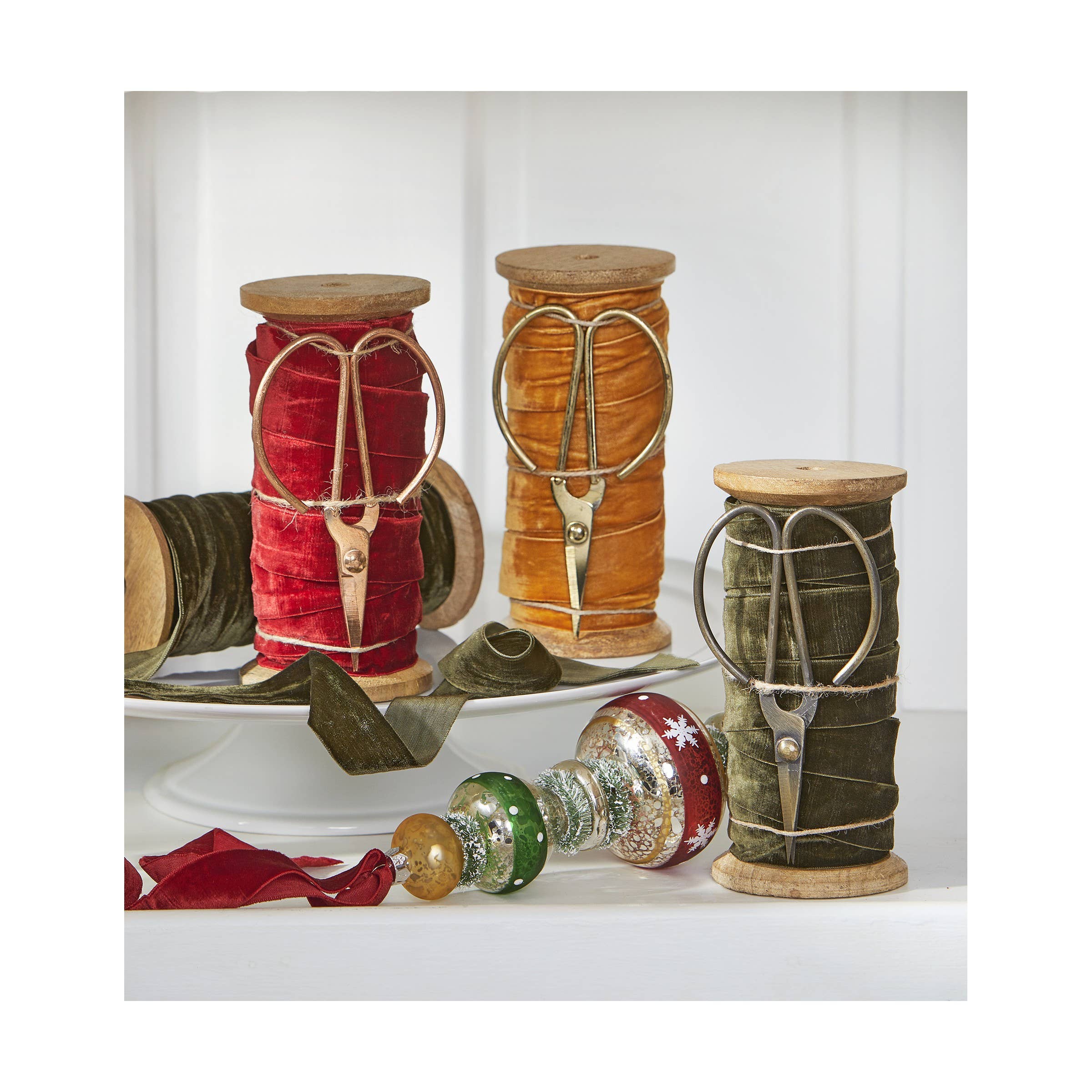 Velvet Ribbon With Scissor Spool 25mm/5yd - Copper - Image 2