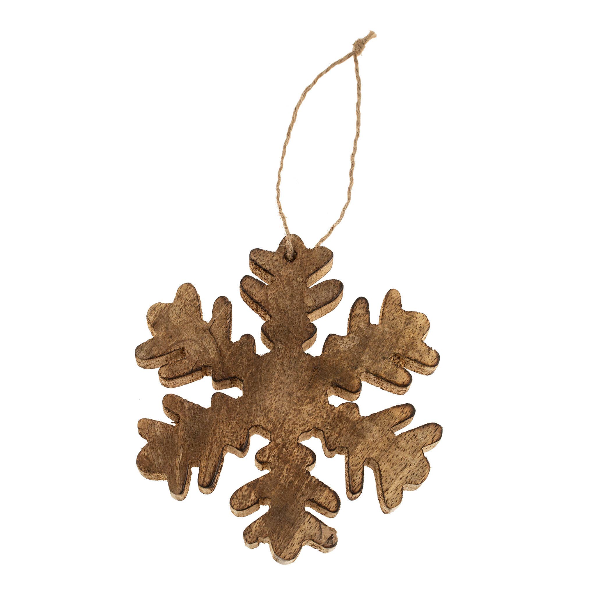Wooden Fluffy Snowflake Ornament S, Natural