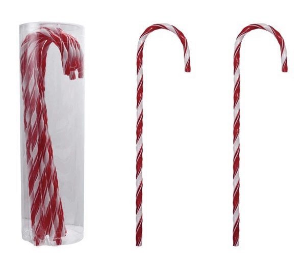 Plastic Candy Cane Drink Stirrers 10" with Stripes, Set of 10, - Image 2