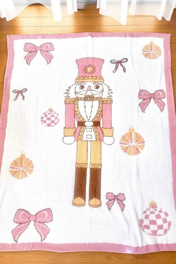 Pink Nutcracker Bow Luxury Blanket - Image 2