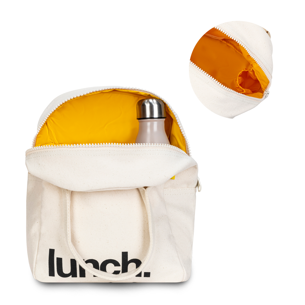 Fluf - Zipper Lunch Bag - 'Lunch' Natural - Image 2