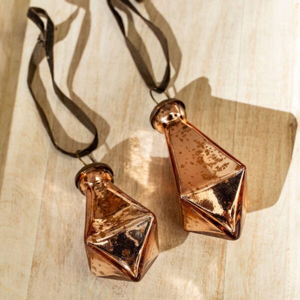 Diamond Droplet Holiday Ornament L, Copper - Image 3