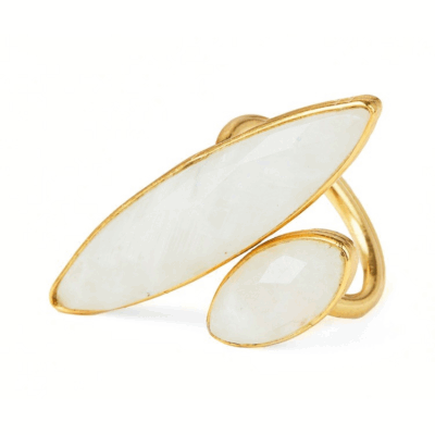Moonstone double marquis gemstone ring, adjustable