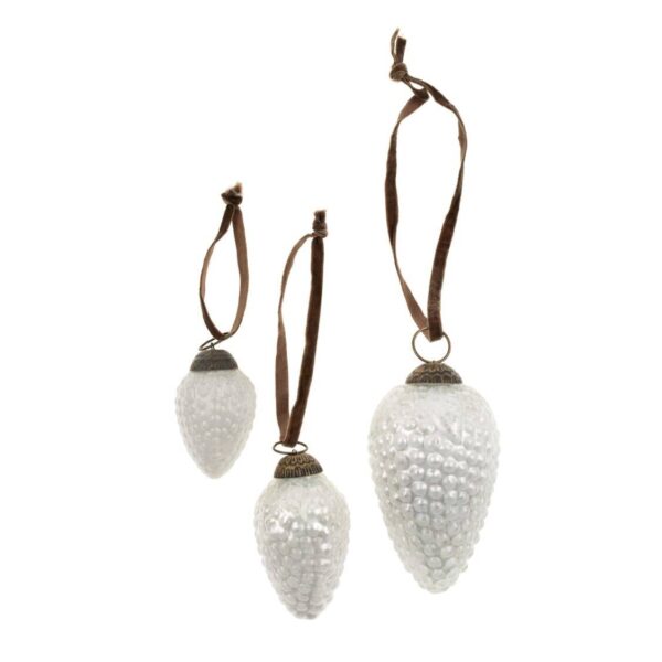 Glass Pinecone Holiday Ornament L - Image 2