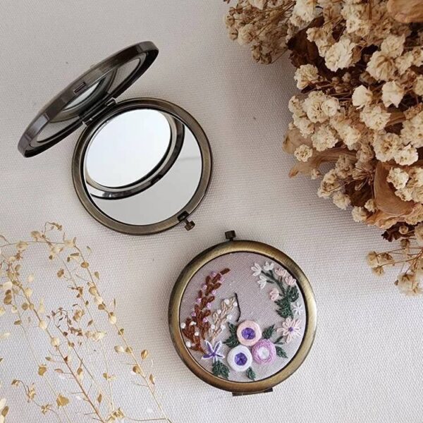 Quince Fables - Floral Embroidered Compact Mirror, Collection Sophia - Image 8