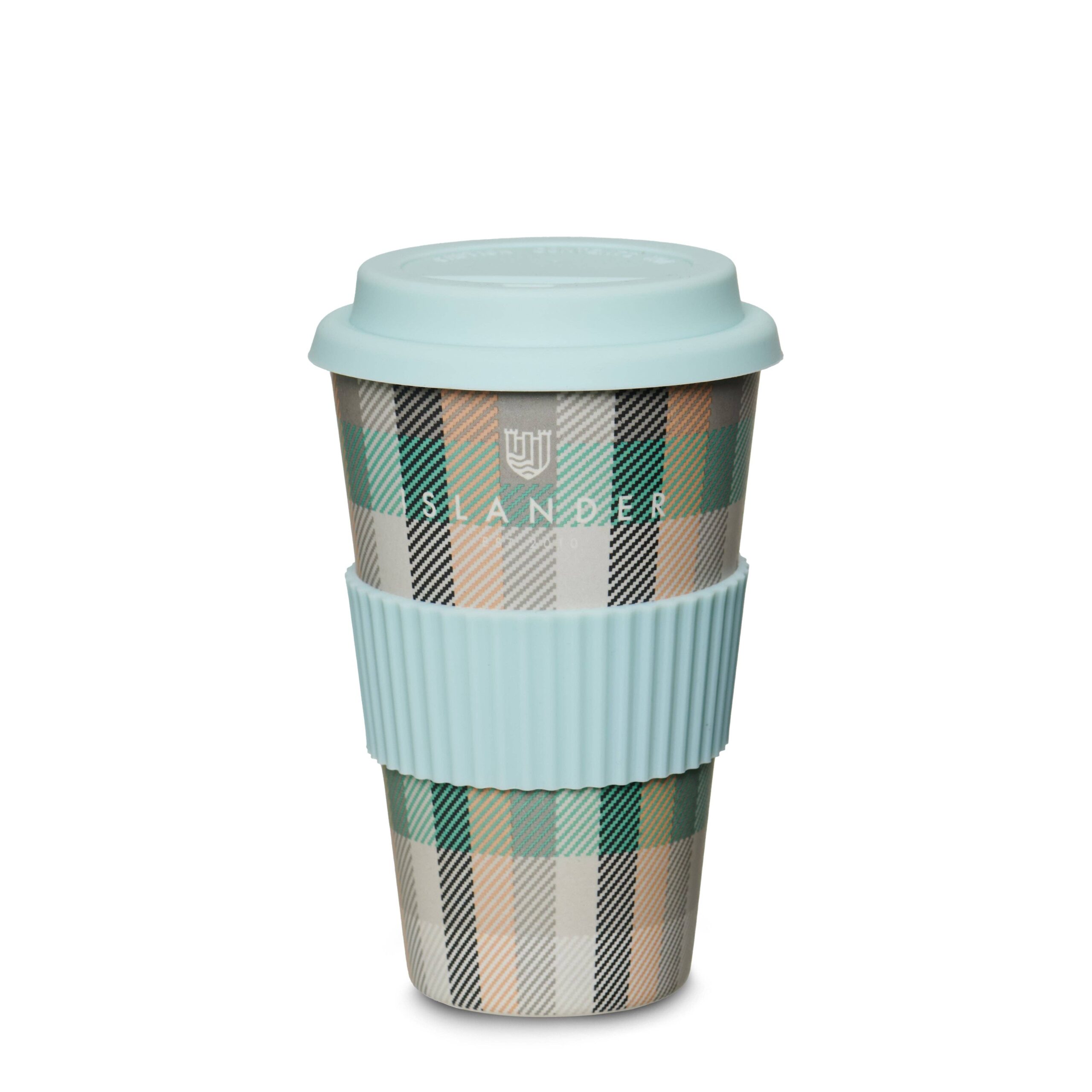 Islander Bamboo Coffee Cup: Blue Tartan - Image 8