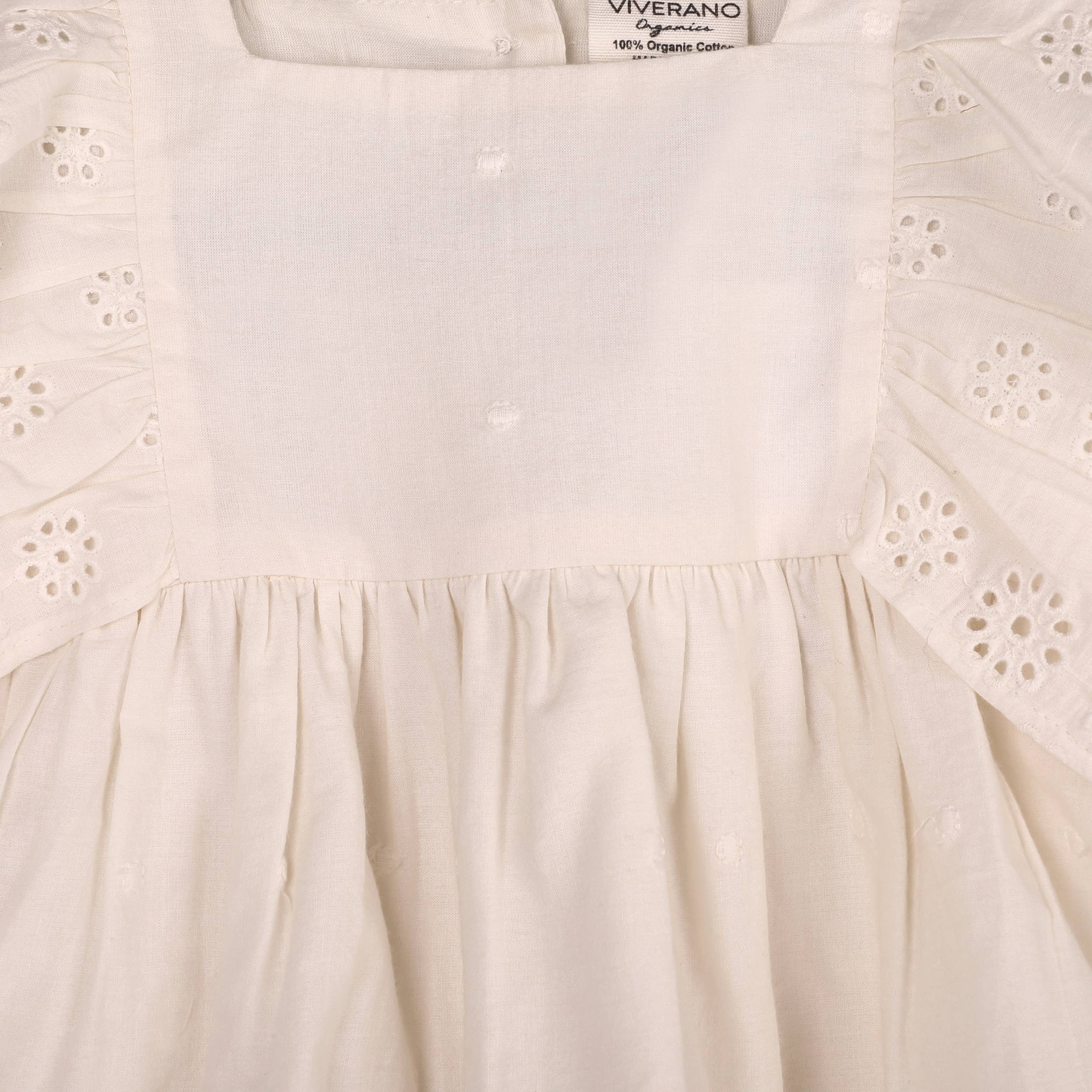 Schiffli Lace Collar Baby Girl Dress & Bloomer (Organic): Natural, 3-6M - Image 3