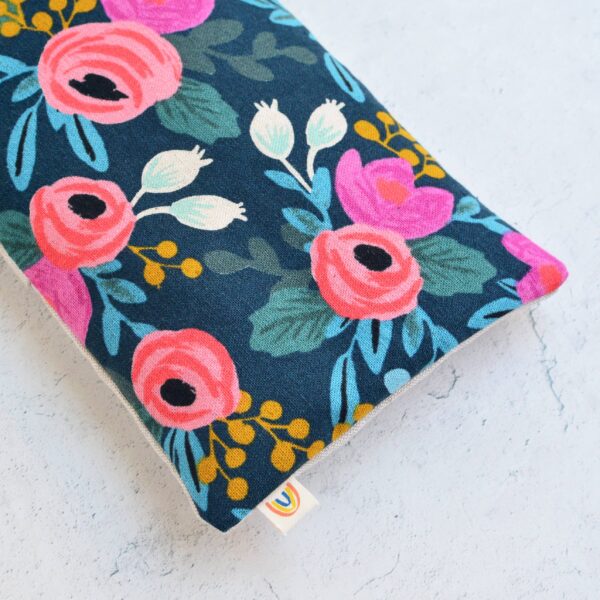 Weighted Eye Pillow in Rosa Floral Canvas Navy: Mint - Image 3