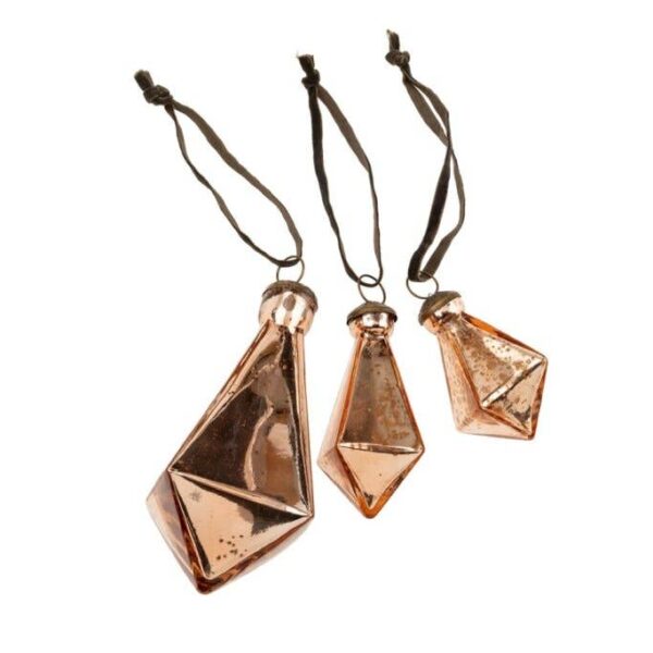 Diamond Droplet Holiday Ornament S, Copper - Image 2