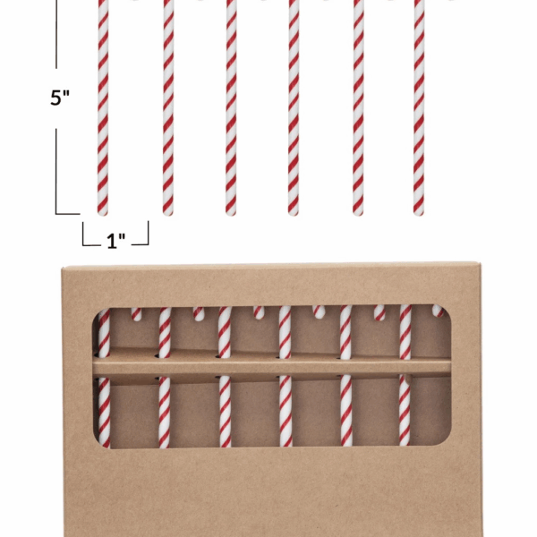 Glass Candy Cane Shaped Stir Sticks Boxed Set of 6 - Image 4