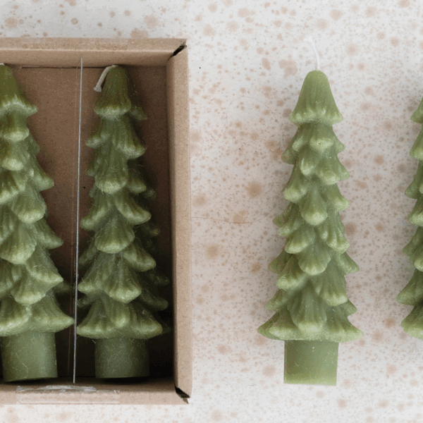 Unscented Tree Shaped Taper Candles, Set of 2