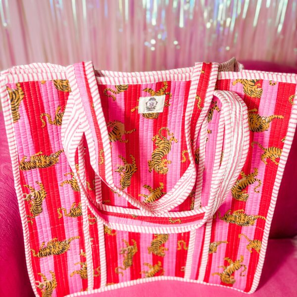 Tiger Lily | Large Quilted Tote Bag - Image 3