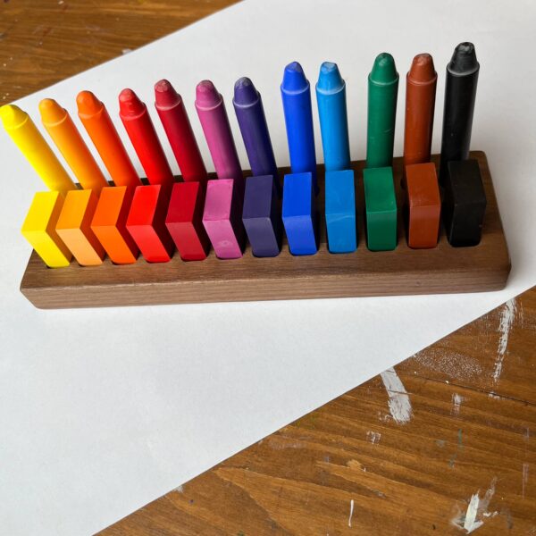 Organic Beeswax Crayons - Wooden Crayon Holder 12 Stick /12 Block - Image 2