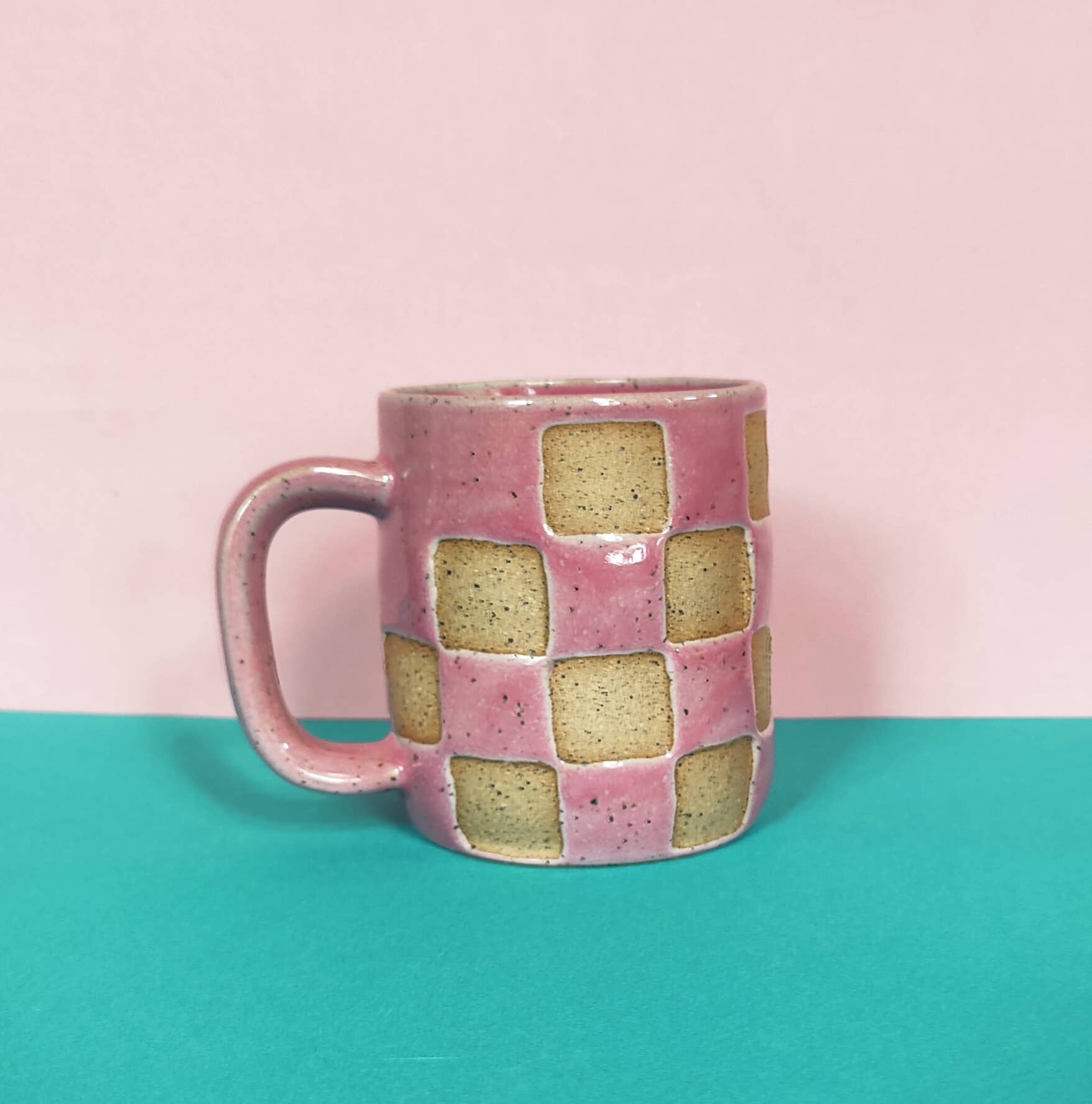 Osso Ceramics - Checkerboard Mug in Glossy Pink - Image 4