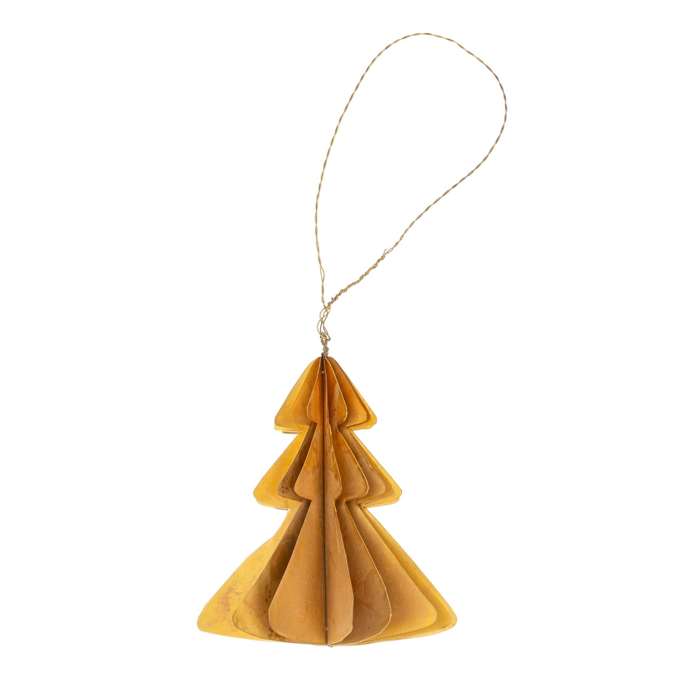 Brass Tree Origami Ornament L