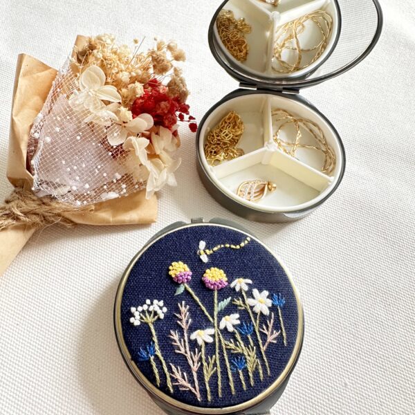 Quince Fables - Floral Embroidered Round Jewelry Box With Mirror
Success - Image 3