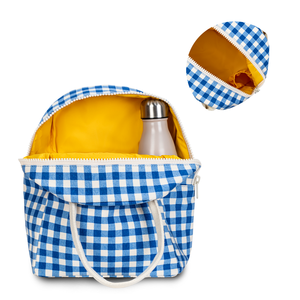Fluf - Zipper Lunch Bag - Gingham Blue - Image 2
