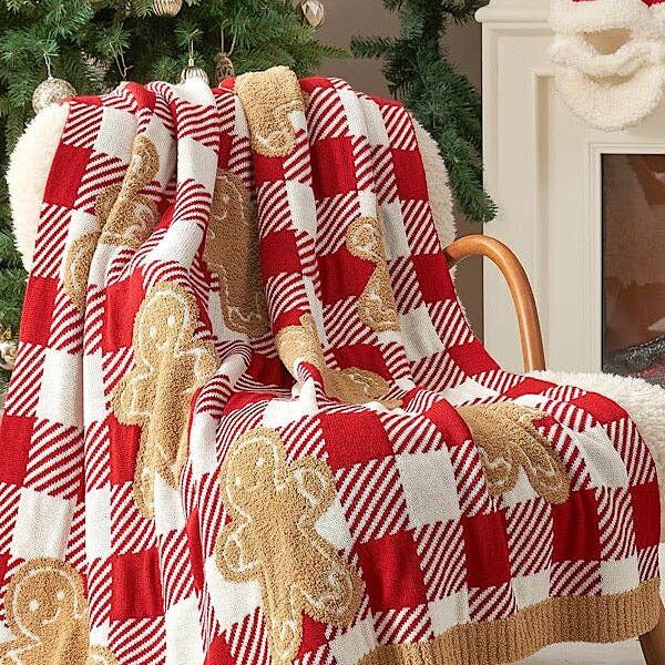 Gingerbread Check Luxury Blanket