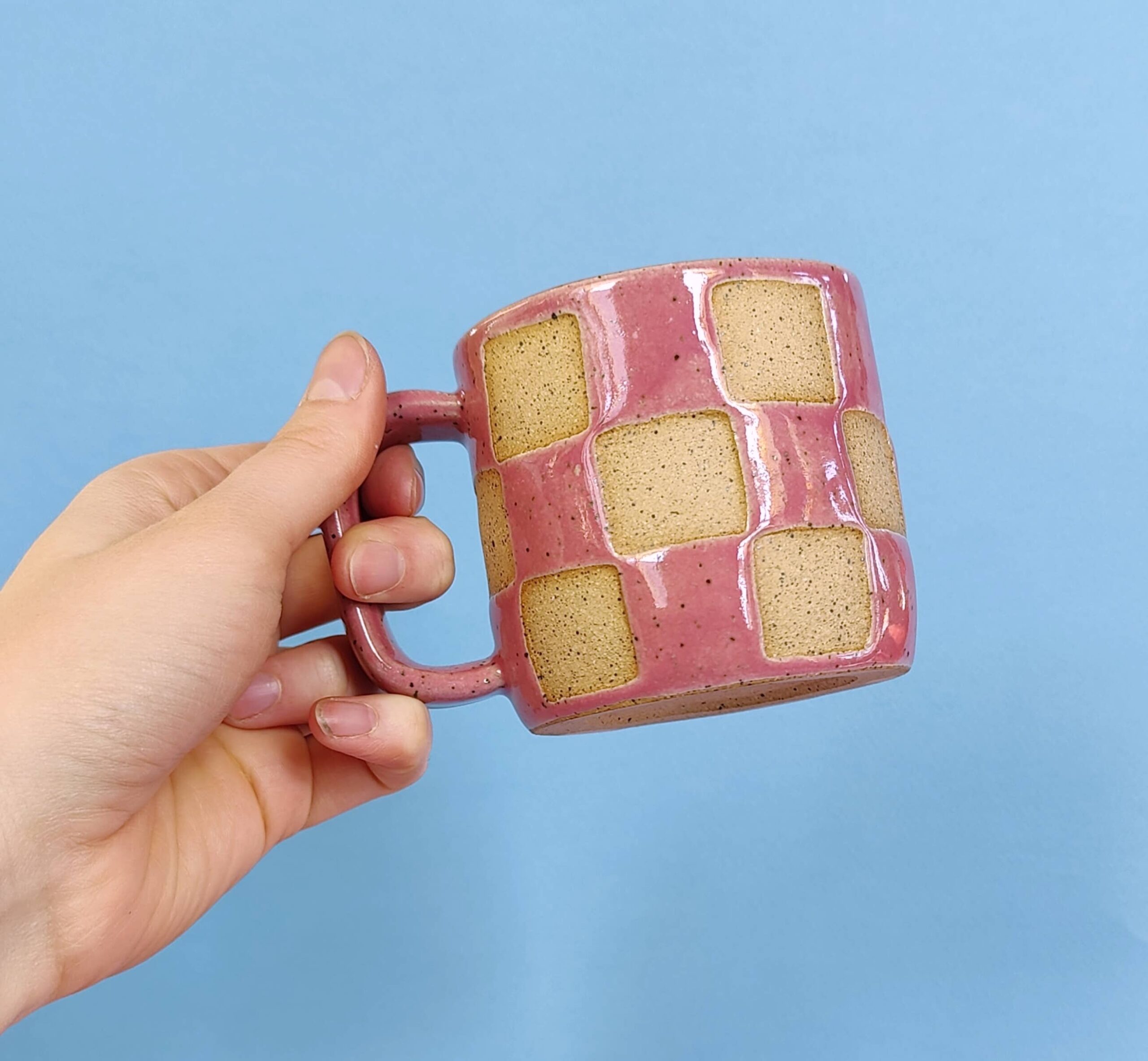 Osso Ceramics - Checkerboard Mug in Glossy Pink - Image 3