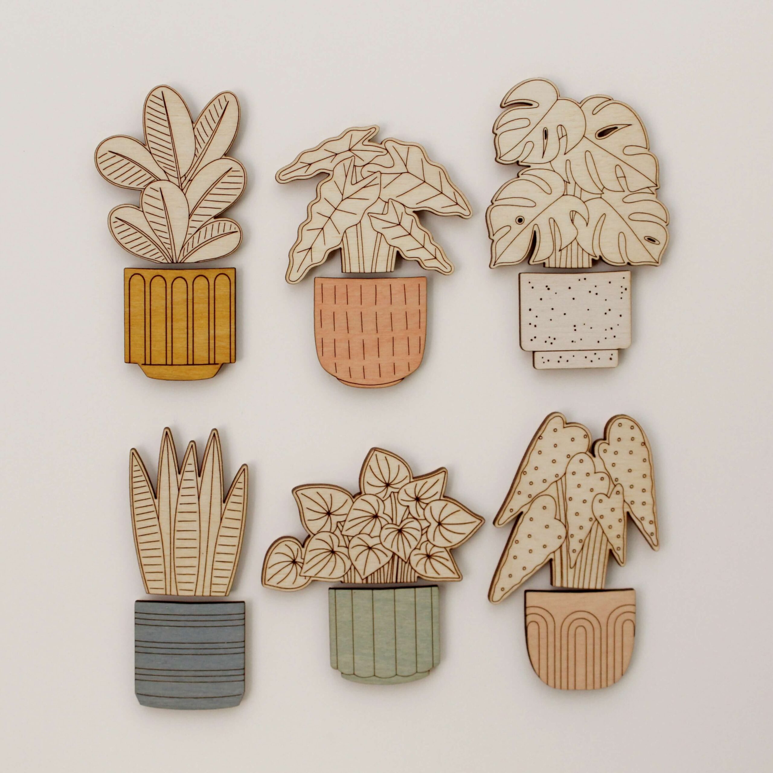 Wood House Plant Magnets | Rubber Plant | Plant Lover Gift - Image 4