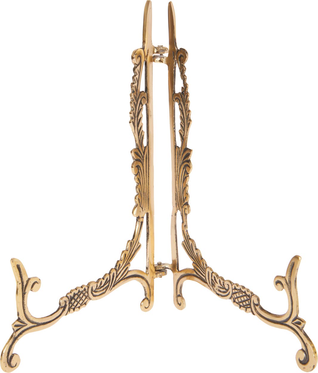 Ornate Hinged Brass Plate Stand, 9.5" H x 8" W x 7" D - Image 2