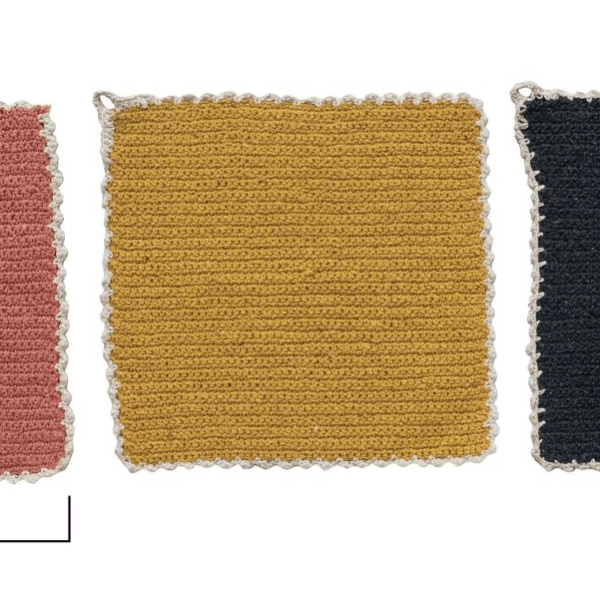 Cotton Blend Crocheted Dish Cloth w/ Natural Trim, 3 Styles - Image 2