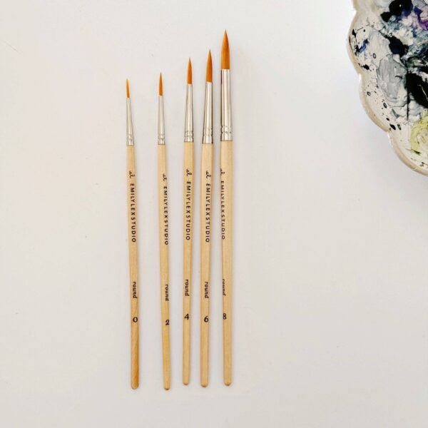 Watercolor paintbrush set of five wood brushes - Image 8