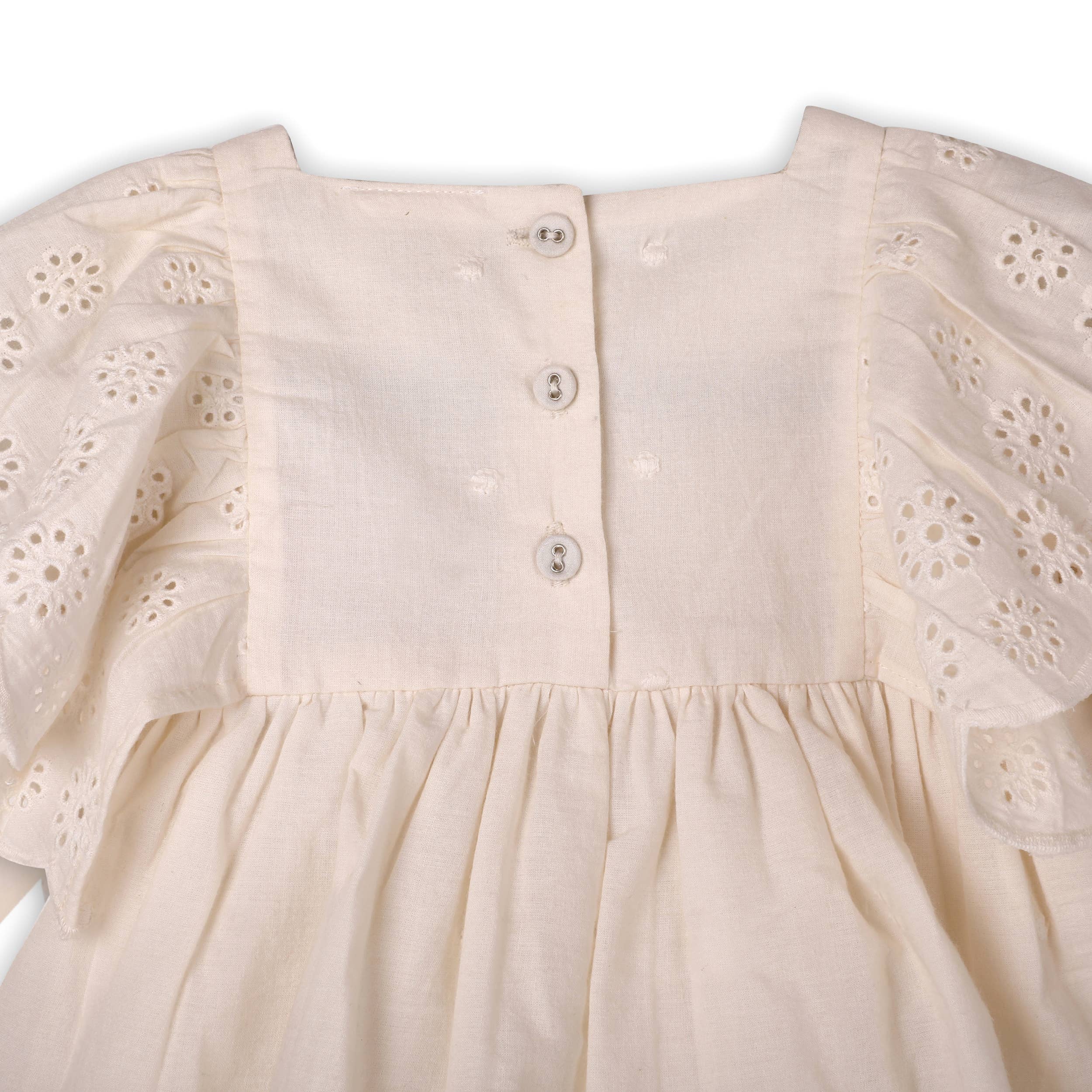 Schiffli Lace Collar Baby Girl Dress & Bloomer (Organic): Natural, 18-24M - Image 6