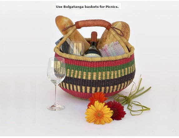 The African Home Goods - Large African Ghana Bolga Basket | Dye Free | 14"-16" - Image 7