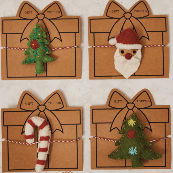 Handmade Wool Felt Gift Topper w/ Embroidery - Image 2