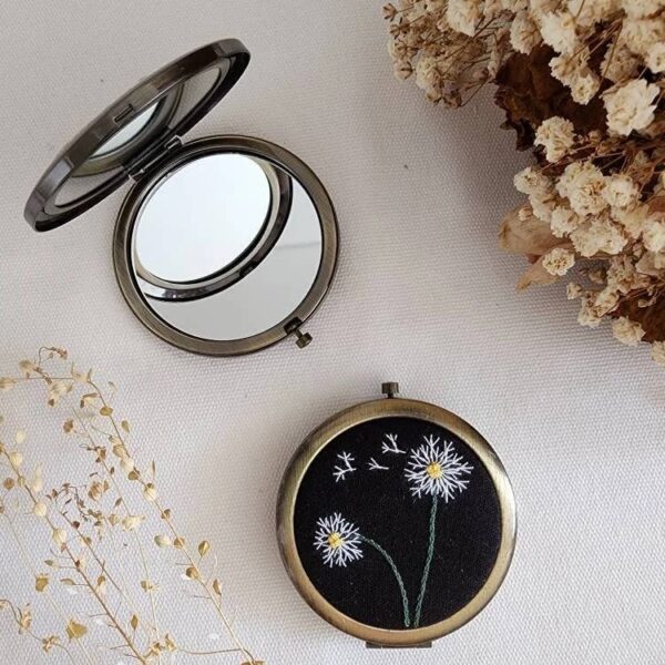 Quince Fables - Floral Embroidered Compact Mirror, Collection Sophia - Image 7