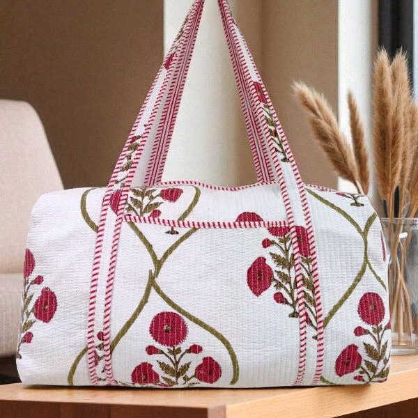 Ellison Burgundy Floral Duffle Bag - Image 3