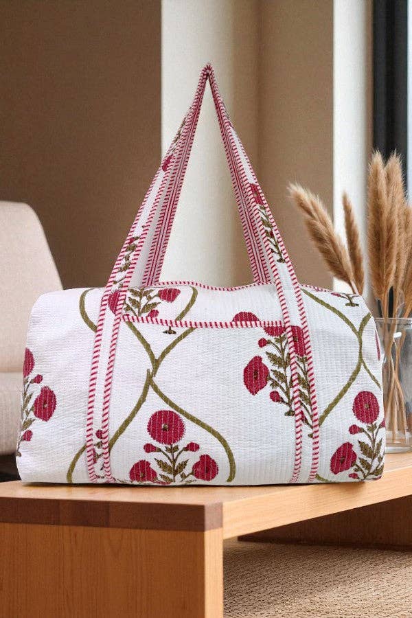 Ellison Burgundy Floral Duffle Bag - Image 3