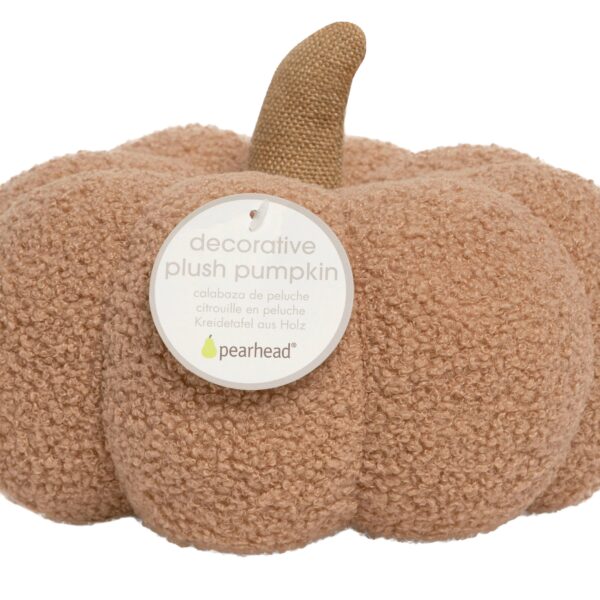 Pearhead - Beige Sherpa Pumpkin Pillow, Fall Decor - Image 5